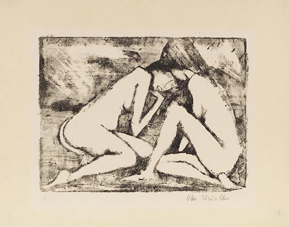 Otto Mueller - Zwei sitzende Mädchen 2 (Hockende Akte)