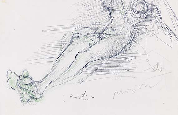 Salvador Dalí - Nu féminin allongé, au verso nu féminin debout avec manuscrit "CAPITAINE / BONJOUR ! / S.D"