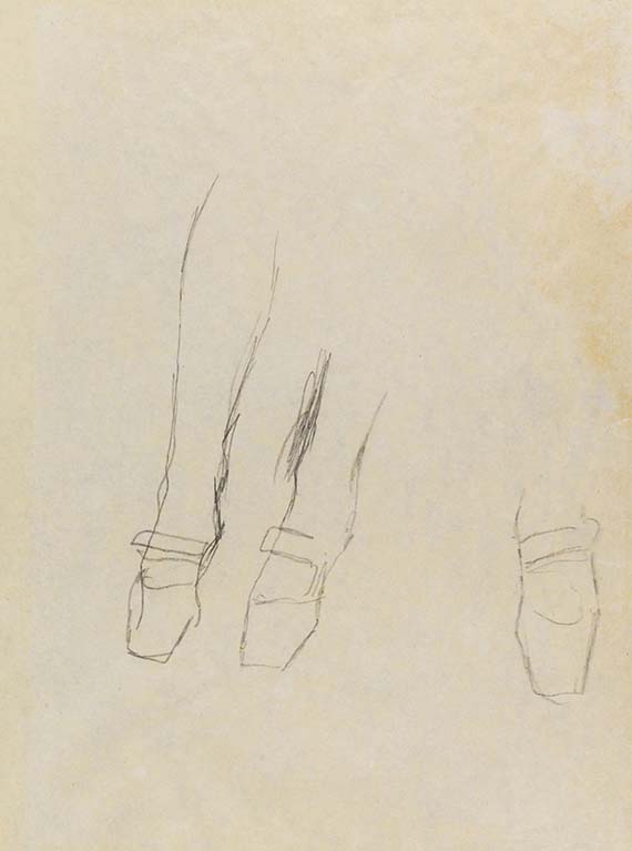 Gustav Klimt - Zwei Studien eines rechten und eines linken Fußes (Mädas Ballettschuhe)