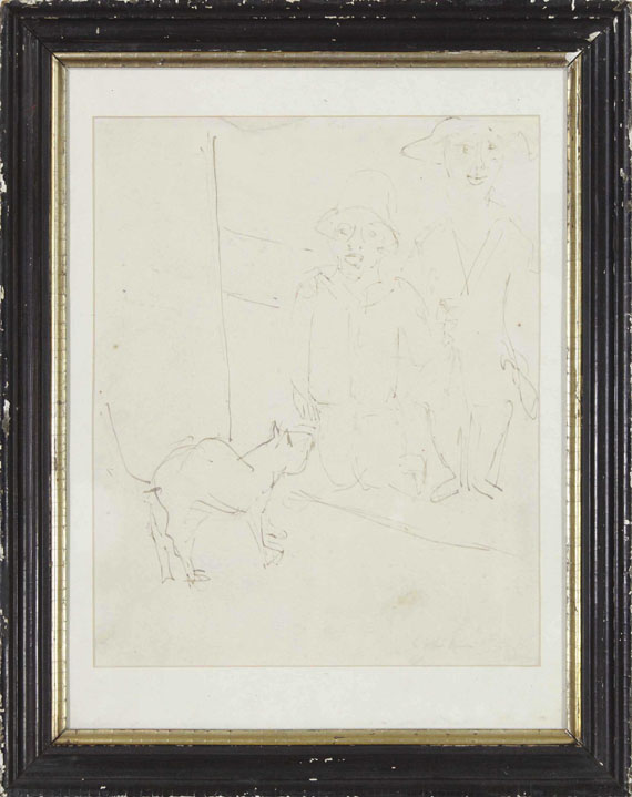 Ernst Ludwig Kirchner - Zwei Kinder mit Katze - Rahmenbild