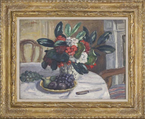 Albert André - Fleurs et fruits sur une table - Rahmenbild