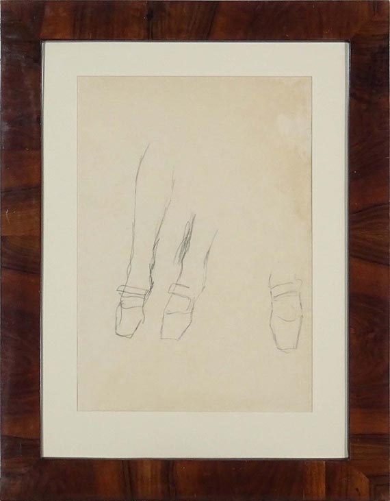 Gustav Klimt - Zwei Studien eines rechten und eines linken Fußes (Mädas Ballettschuhe) - Rahmenbild
