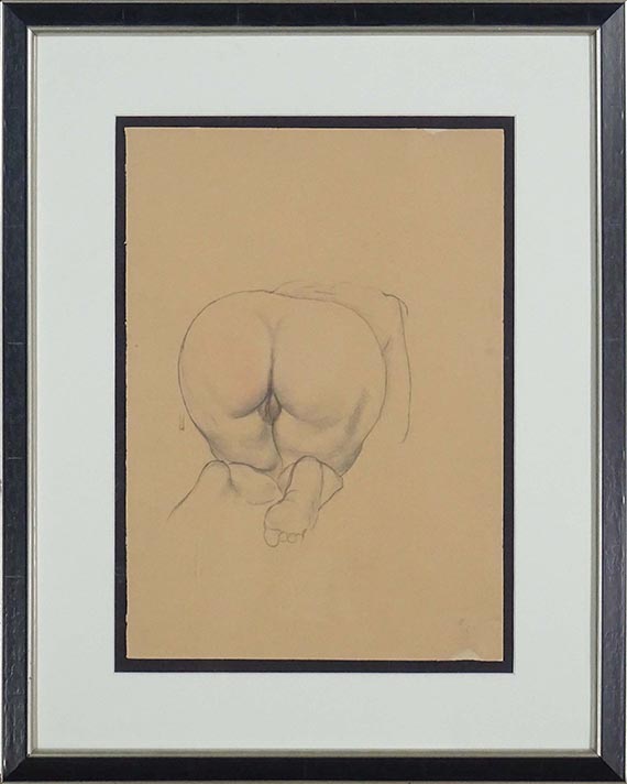 George Grosz - Kniender Akt von hinten - Rahmenbild