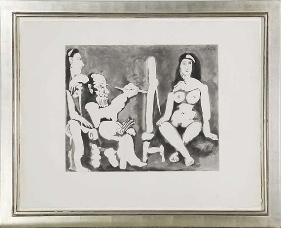 Picasso - Peintre et modèle avec une spectatrice au bandeau