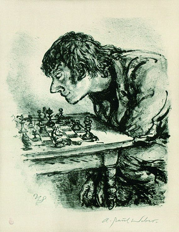 A. Paul Weber - 5 Bll.: Schachspieler (4). Gespenster
