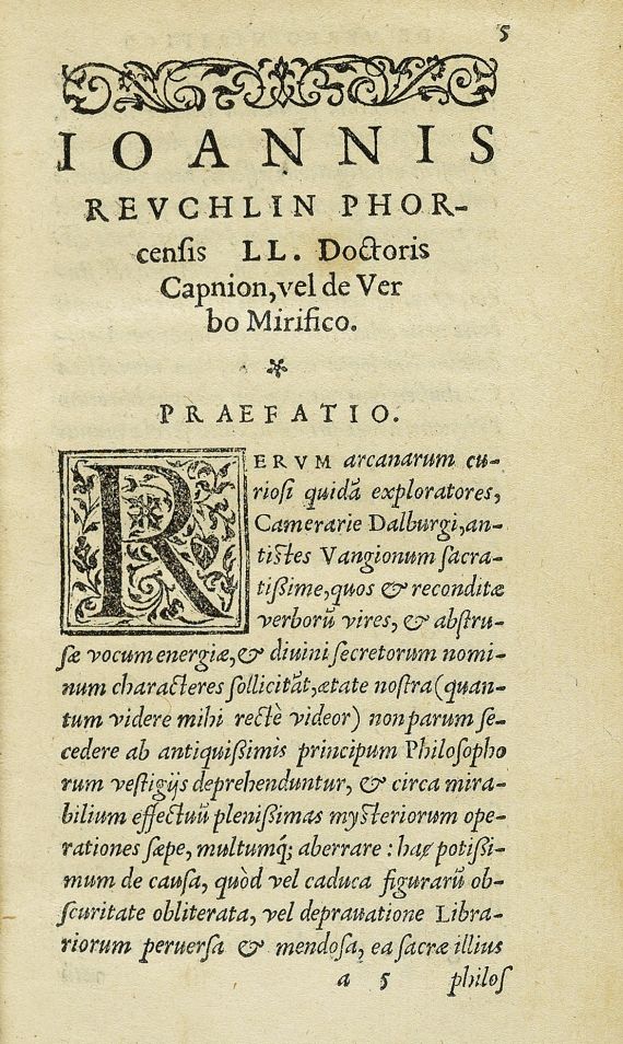 Johannes Reuchlin - Liber de verbo mirifico. 1552.
