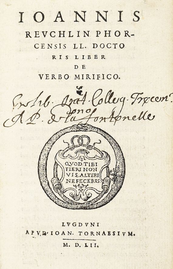 Johannes Reuchlin - De verbo mirifico. 1552.