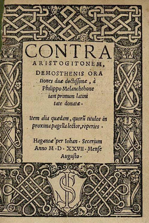   - Contra Aristogitonem. 1527