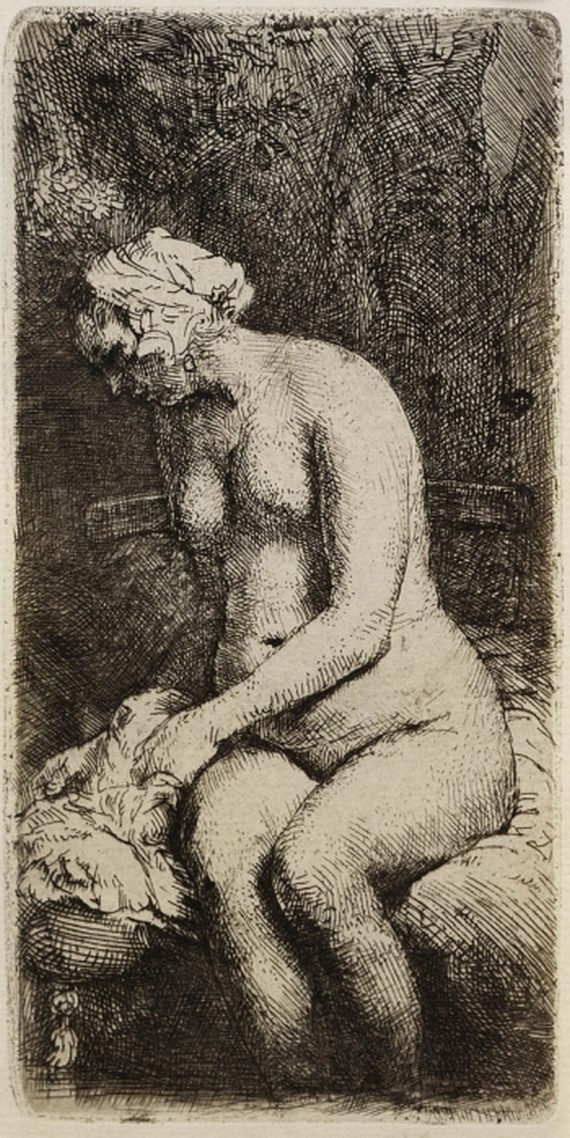 Harmensz. Rembrandt van Rijn - Nackte Frau im Freien, mit den Füßen im Wasser