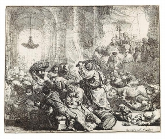 Harmensz. Rembrandt van Rijn - Christus die Händler aus dem Tempel treibend