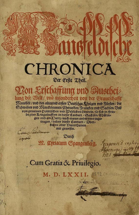 Cyriacus Spangenberg - Mansfeldische Chronik. 1572