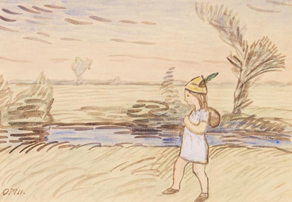 Otto Modersohn - Mädchen in Worpsweder Landschaft (Mathilde Modersohn)