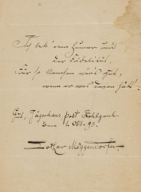 Lothar Meggendorfer - Autograph. 1898 (220a)