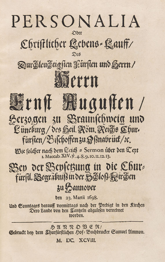 Ernst August von Hannover - Sammelband. 1698-1704.