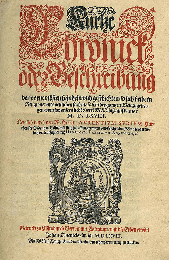 Laurentius Surius - Kurtze Chronick oder Beschreibung. 1568