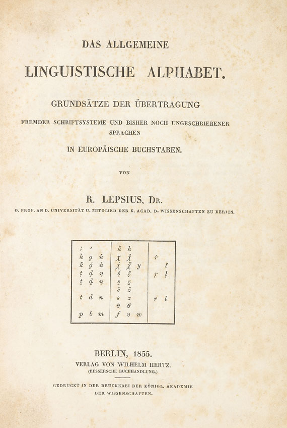 Richard Lepsius - Das allgemeine linguistische Alphabet. 1855.