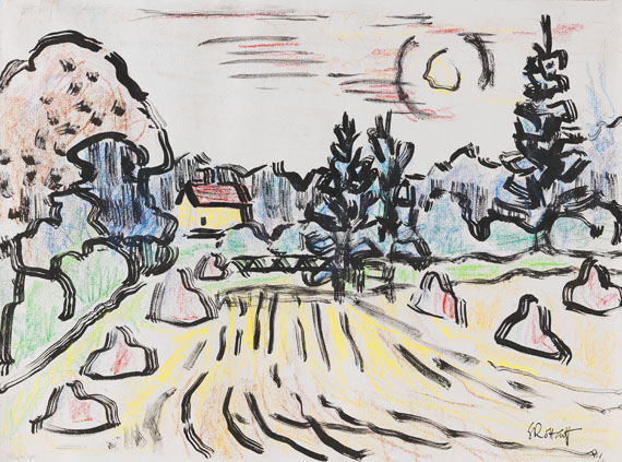 Karl Schmidt-Rottluff - Norddeutsche Landschaft mit Haus bei Sierksdorf