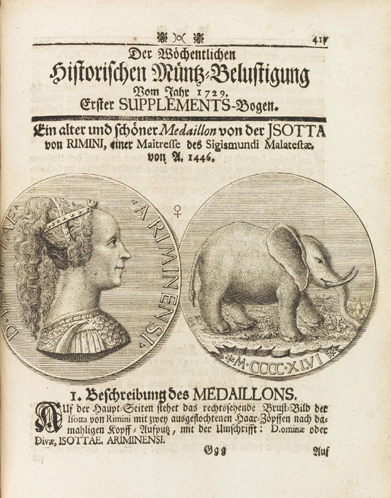  Numismatik - Köhler, J. D., Münzbelustigung. 22 Bde. + 2 Reg., zus. 24 Bde. 1729-65.