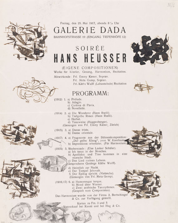 Tristan Tzara - Galerie Dada - Soiree Hans Heusser (Dada).