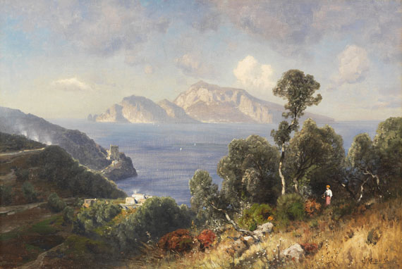 Ascan Lutteroth - Italienische Küstenlandschaft mit Blick auf Capri