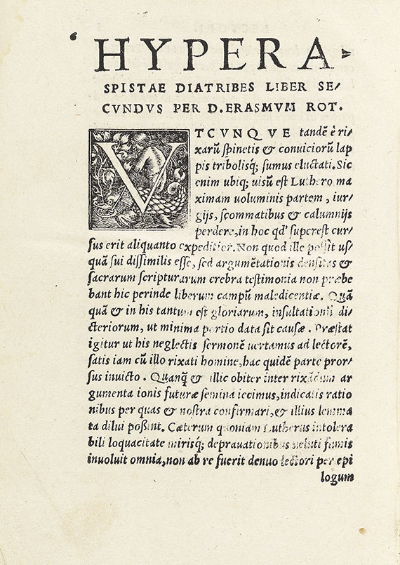Desiderius Erasmus von Rotterdam - Hyperaspistae liber secundus. 1527.