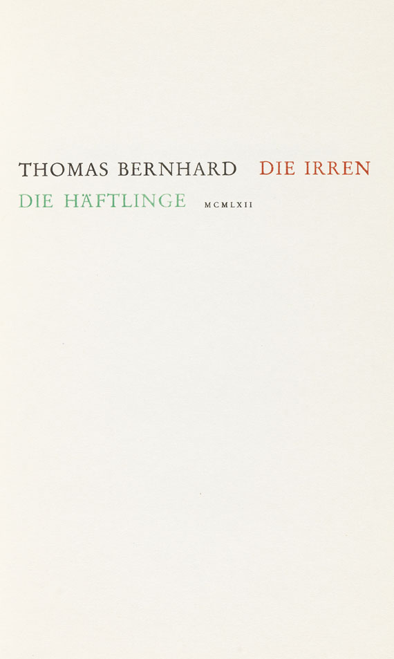 Thomas Bernhard - 4 Erstausgaben. 4 Bde.
