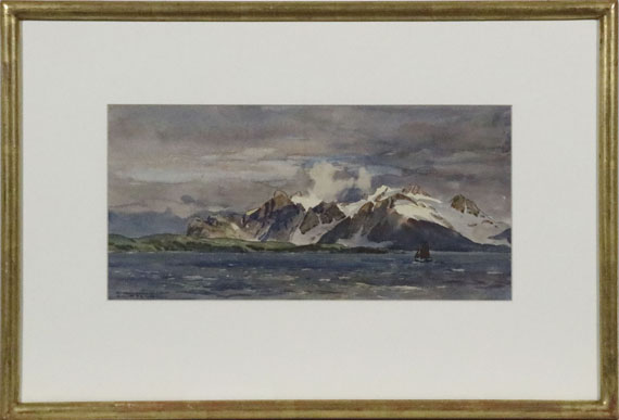Edward Harrison Compton - 2 Bll.: Nordnorwegische Landschaften: Vogelfelsen auf der Insel Hjelms-Ö, Finnmark. Küste bei Arnøya