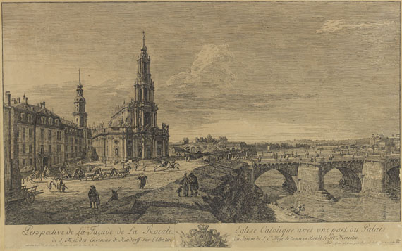 Bernardo Bellotto gen. Canaletto - Perspective de la Facade de la Royale Eglise Catholique (Dresden)