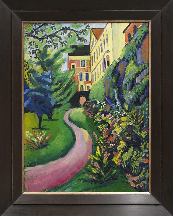 August Macke - Unser Garten mit blühenden Rabatten - Rahmenbild