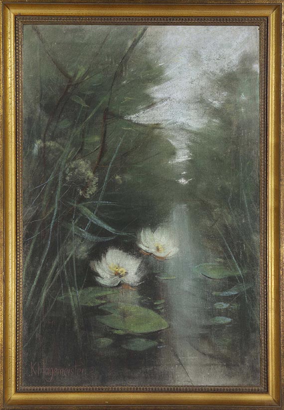 Karl Hagemeister - Teichlandschaft mit Seerosen - Rahmenbild