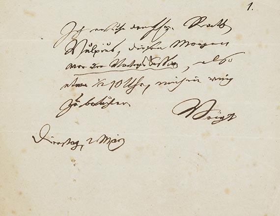 Christian Gottlob von Voigt - Brief an Vulpius, 1 S.