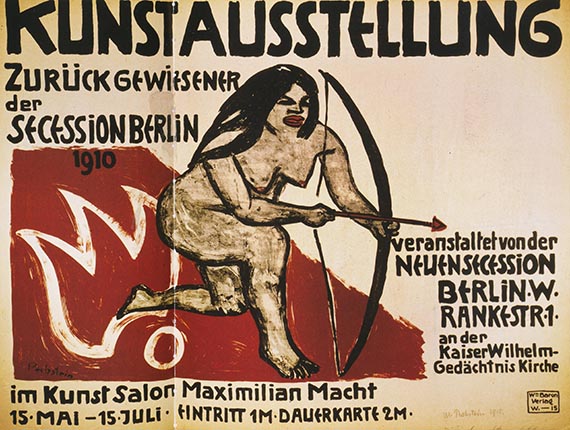 Abbildung zu: Max Pechstein, Plakat zur Ausstellung der Neuen Sezession, Kunstausstellung Zur&uuml;ckgewiesener der Berliner Sezession, 1910, Br&uuml;cke Museum, Berlin. &copy; Pechstein 2025 Hamburg / Berlin / VG Bild-Kunst, Bonn 2025