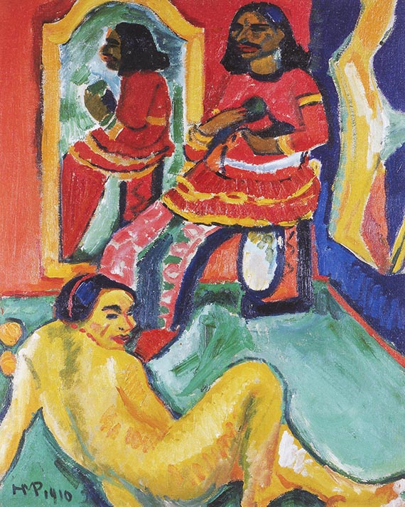 Abbildung zu: Max Pechstein, Inder und Weib, 1910, &Ouml;l auf Leinwand, Saint Louis Art Museum.