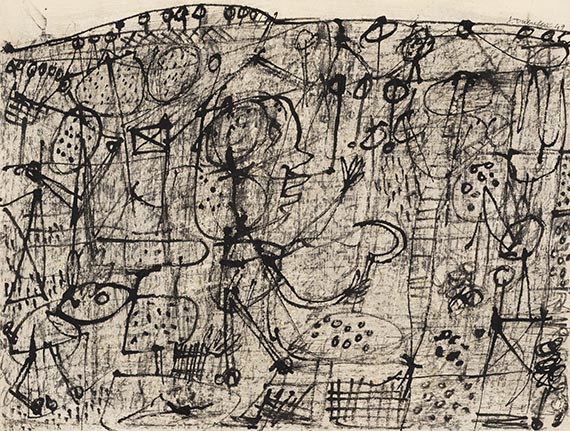 Jean Dubuffet - Paysage grotesque - Personnage tenant une faucille